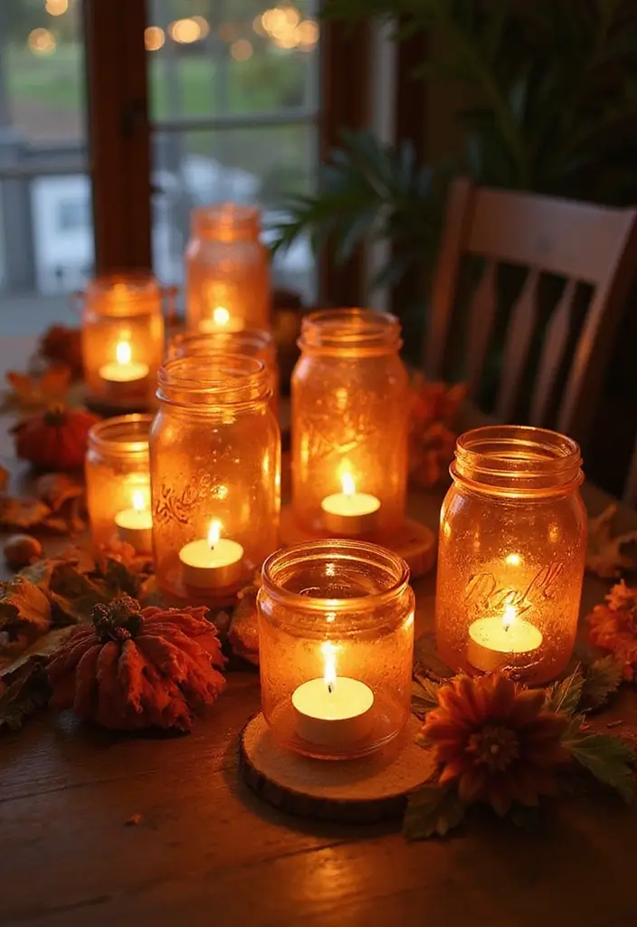 26 September Craft Ideas That Celebrate The Season Creatively - 25. DIY Fall Mason Jar Lanterns