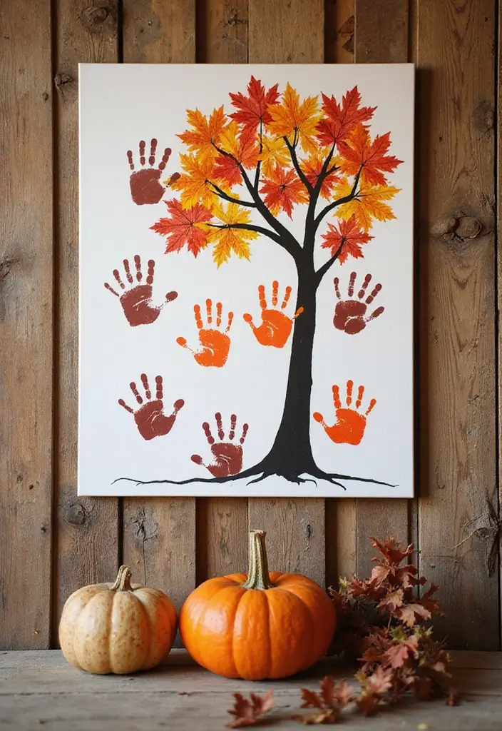 26 September Craft Ideas That Celebrate The Season Creatively - 26. Seasonal Family Handprint Art
