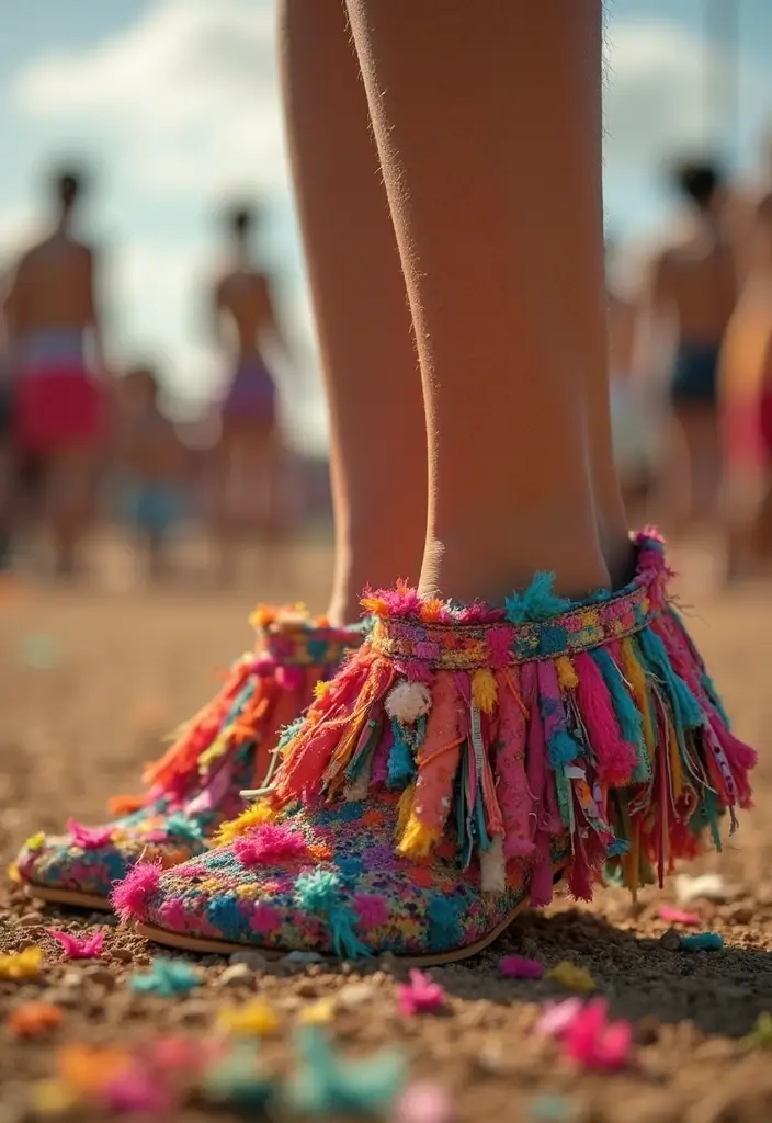 26 Shoe Decoration Ideas That Turn Footwear Into Fun Statement Pieces - 12. Fabric Scraps and Fringes