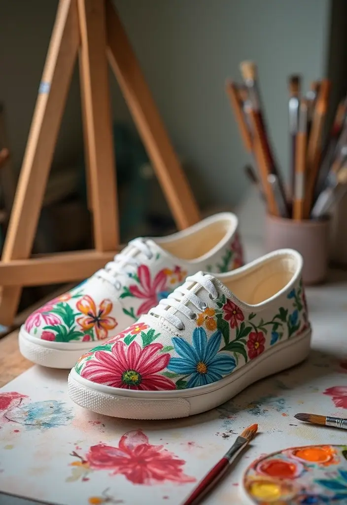 26 Shoe Decoration Ideas That Turn Footwear Into Fun Statement Pieces - 2. Hand-Painted Floral Designs
