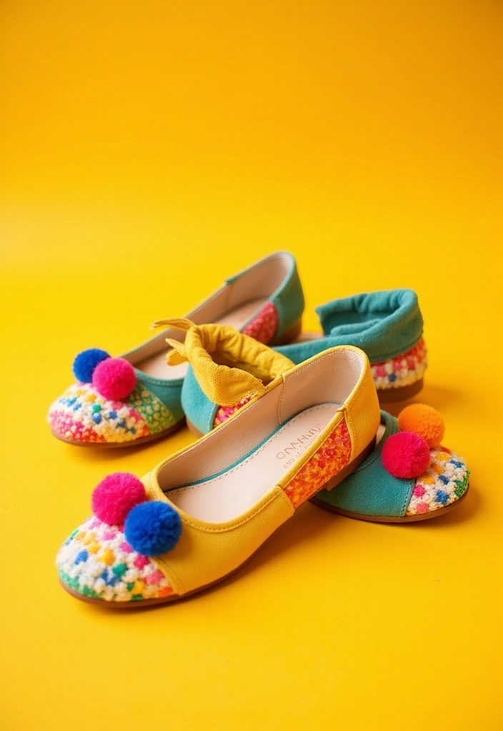 26 Shoe Decoration Ideas That Turn Footwear Into Fun Statement Pieces - 3. Colorful Pom-Pom Accents