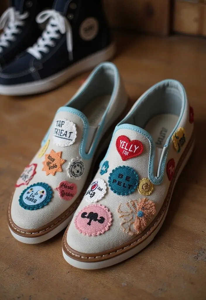 26 Shoe Decoration Ideas That Turn Footwear Into Fun Statement Pieces - 6. Personalized Fabric Patches