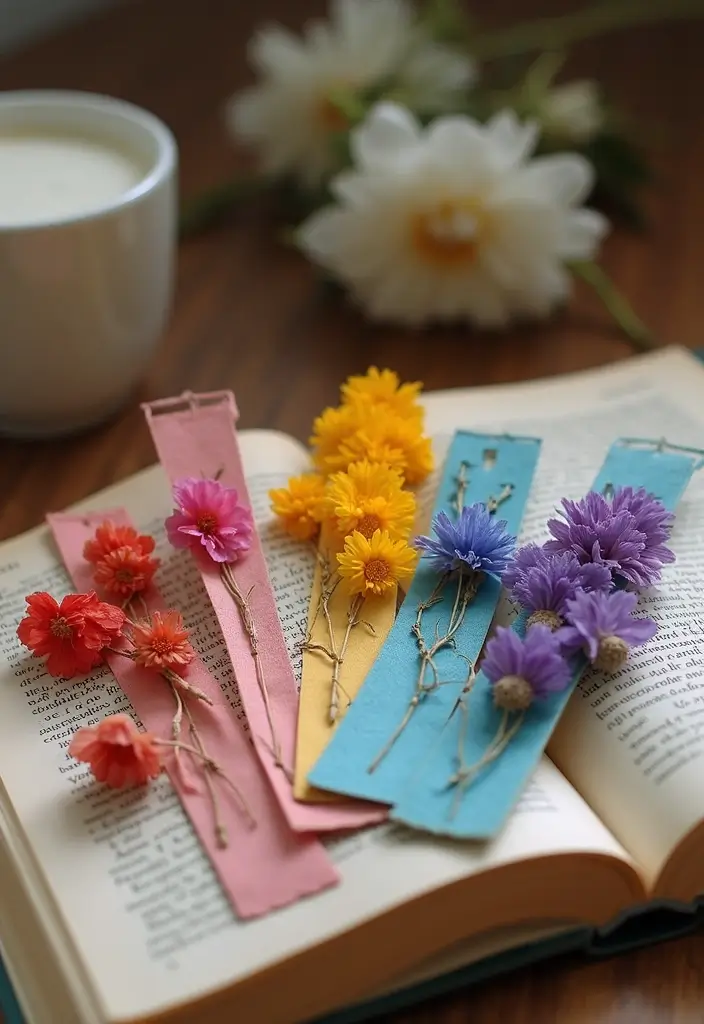 26 Spring Craft Ideas That Celebrate The Season Creatively - 16. Dried Flower Bookmarks