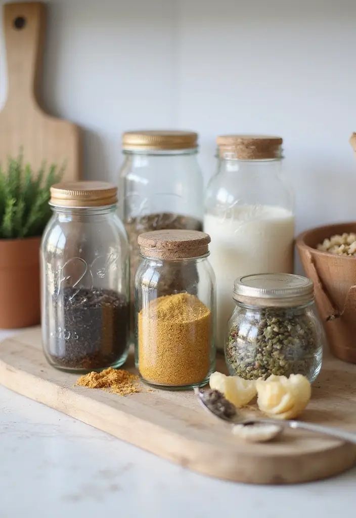 26 Waste Material Craft Ideas Creative That Inspire Reuse Projects - 12. Glass Jars to Spice Holders