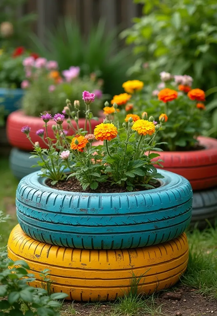 26 Waste Material Craft Ideas Creative That Inspire Reuse Projects - 15. Old Tires to Garden Planters
