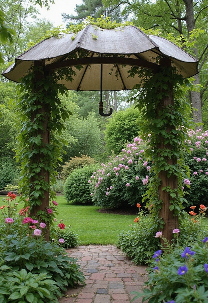 26 Waste Material Craft Ideas Creative That Inspire Reuse Projects - 26. Broken Umbrella to Garden Trellis