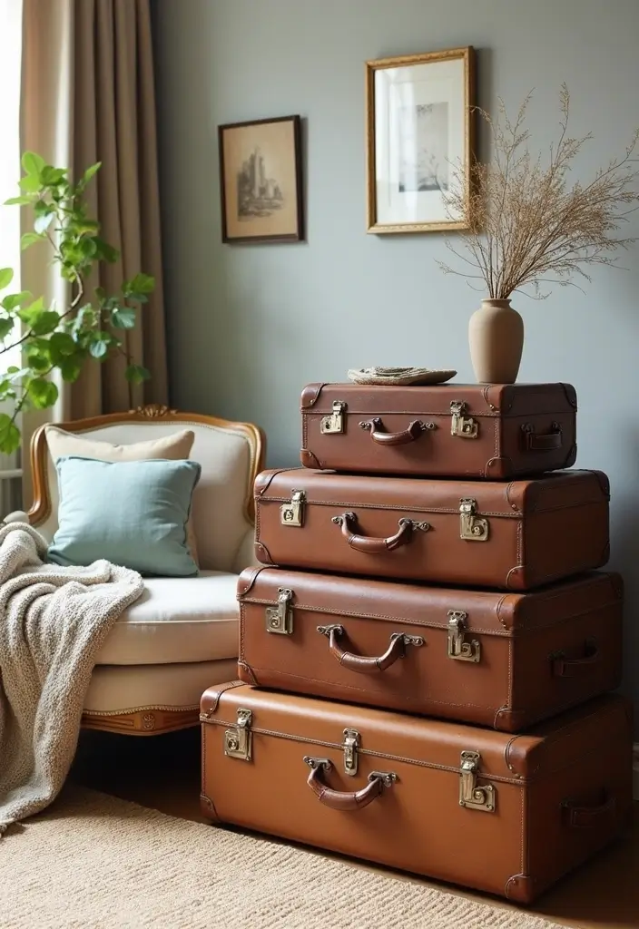 26 Waste Material Craft Ideas Creative That Inspire Reuse Projects - 4. Suitcases as Unique Storage