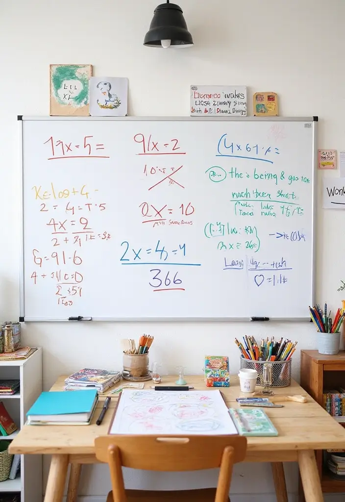 26 Whiteboard Decoration Ideas That Make Notes Fun and Colorful - 11. Interactive Math Problems