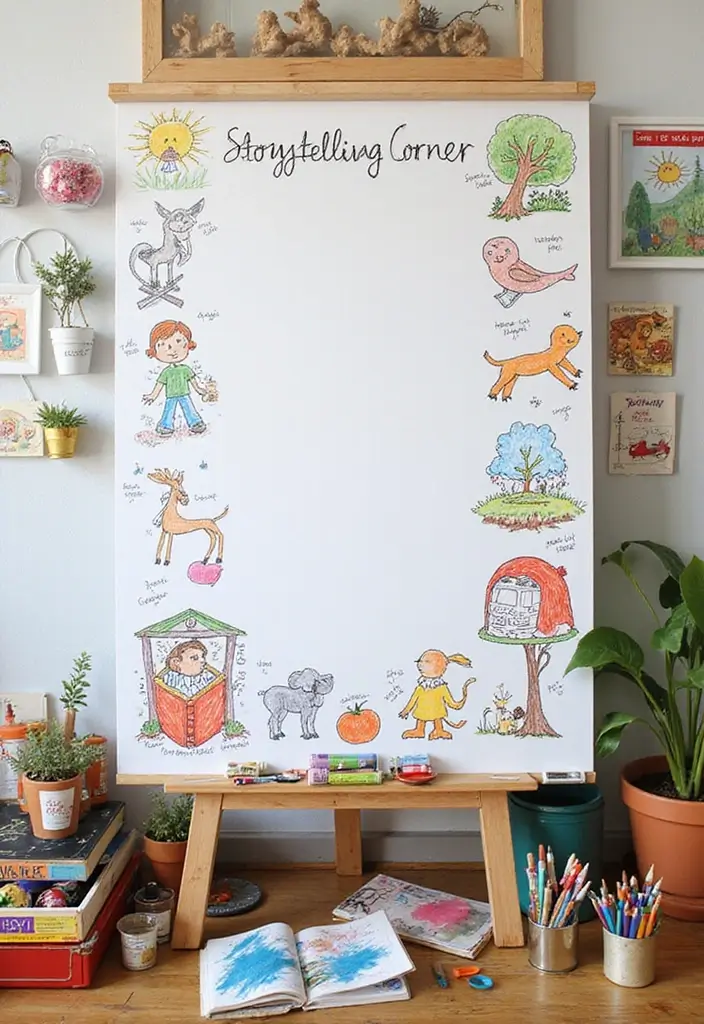 26 Whiteboard Decoration Ideas That Make Notes Fun and Colorful - 12. Storytelling Corner