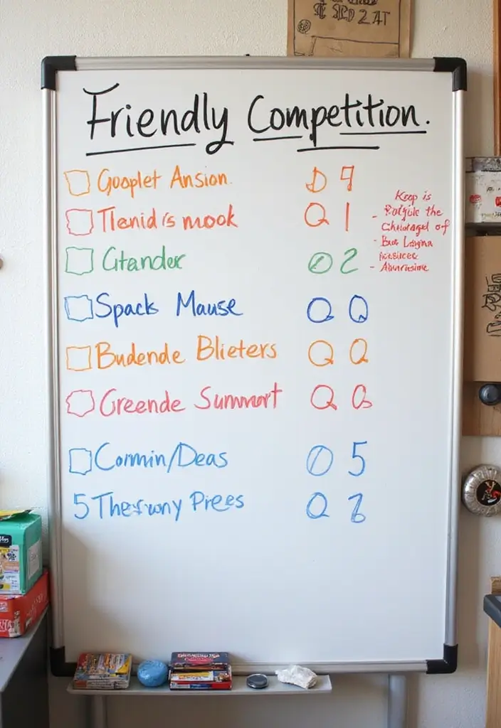 26 Whiteboard Decoration Ideas That Make Notes Fun and Colorful - 20. Friendly Competition Boards