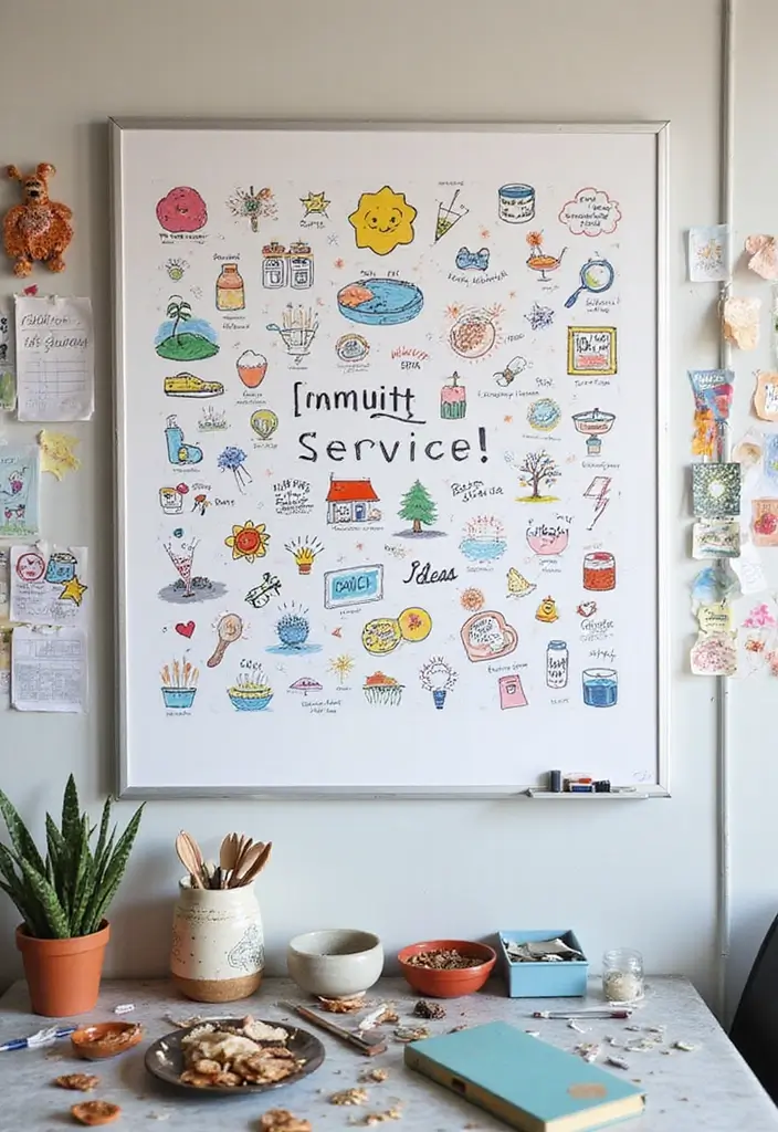 26 Whiteboard Decoration Ideas That Make Notes Fun and Colorful - 26. Community Service Ideas Wall