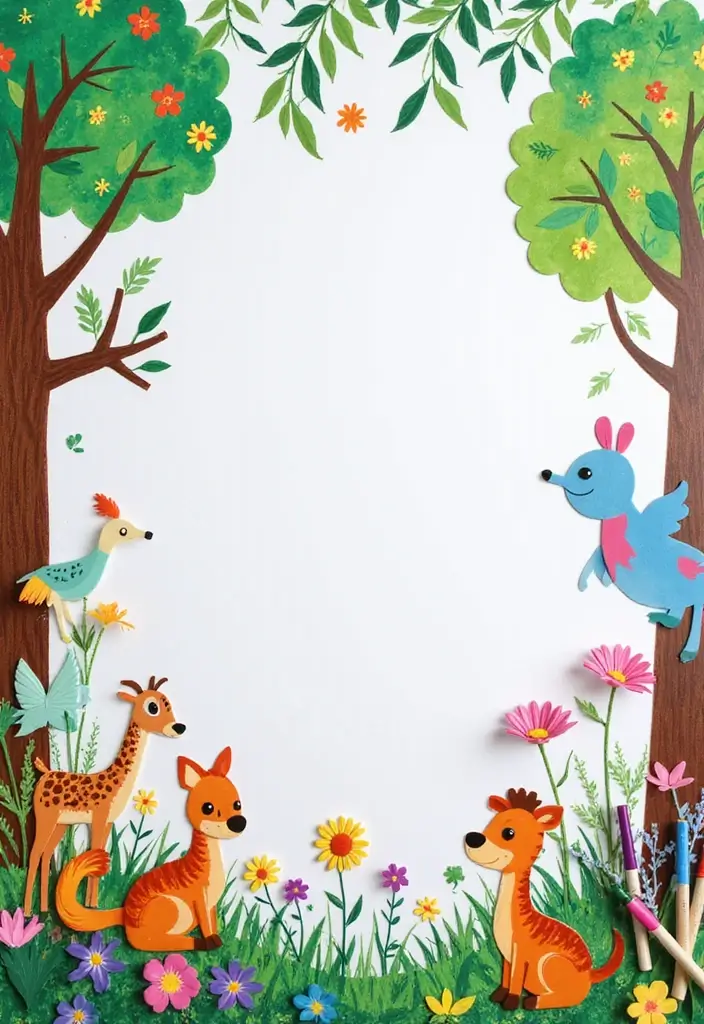 26 Whiteboard Decoration Ideas That Make Notes Fun and Colorful - 3. DIY Nature Scene