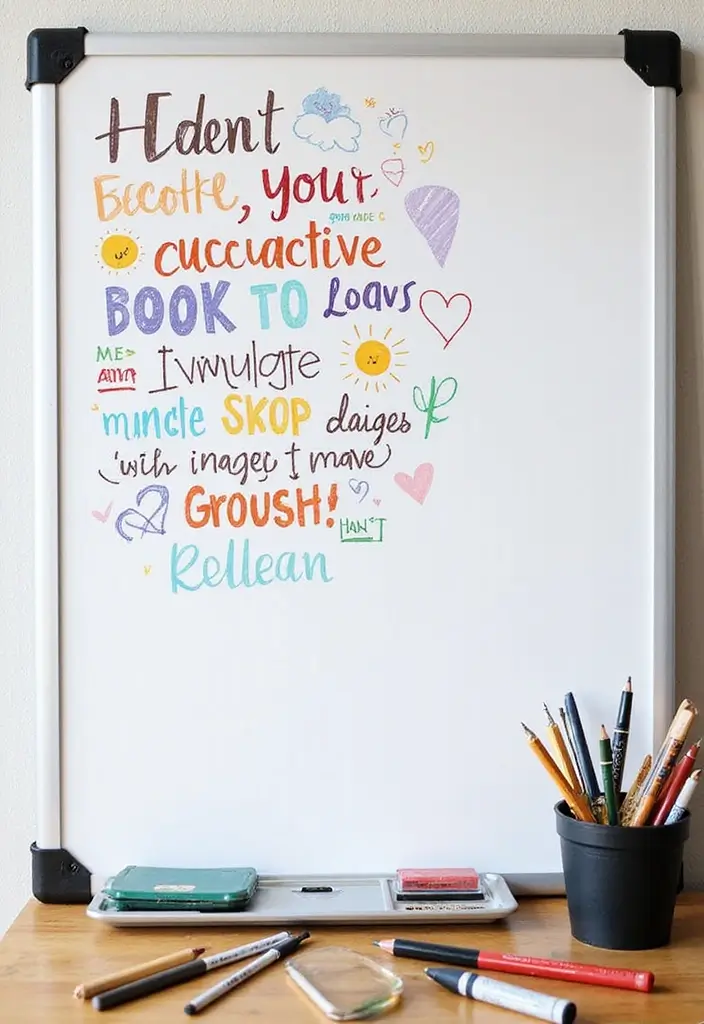 26 Whiteboard Decoration Ideas That Make Notes Fun and Colorful - 5. Inspiring Quotes Corner