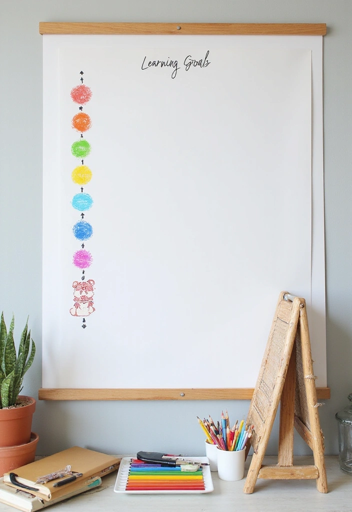 26 Whiteboard Decoration Ideas That Make Notes Fun and Colorful - 7. Learning Goals Trackers