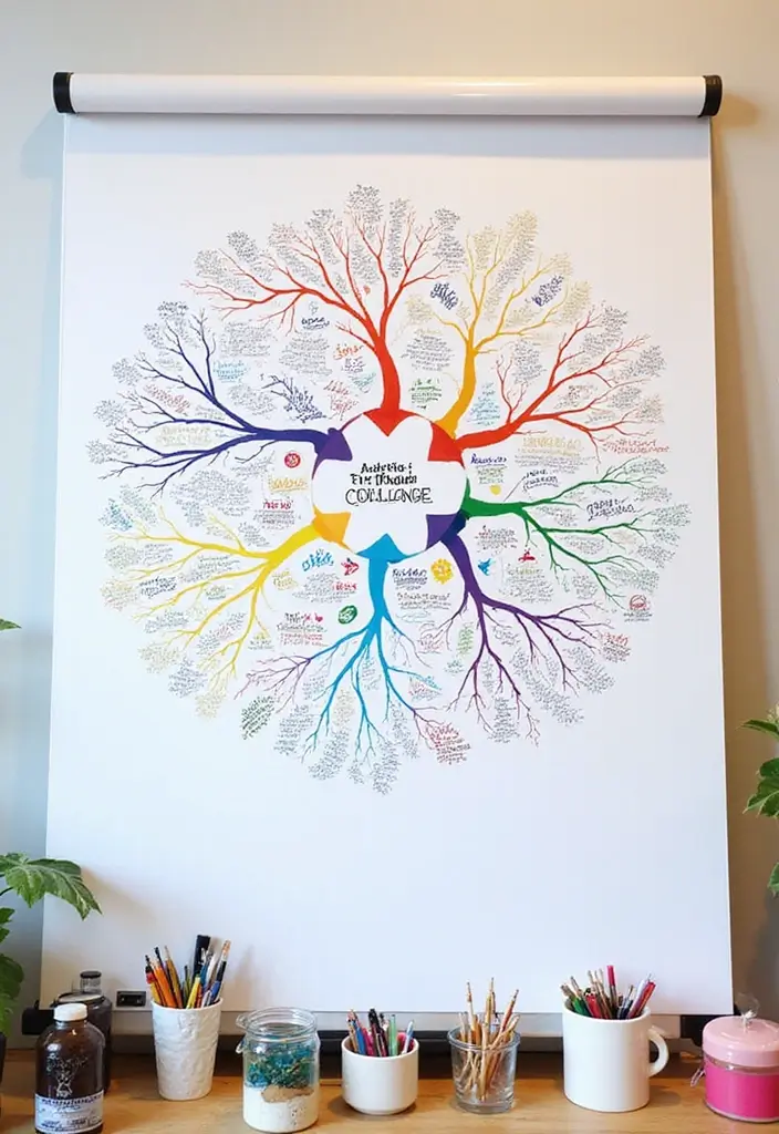 26 Whiteboard Decoration Ideas That Make Notes Fun and Colorful - 8. Mind Mapping Space