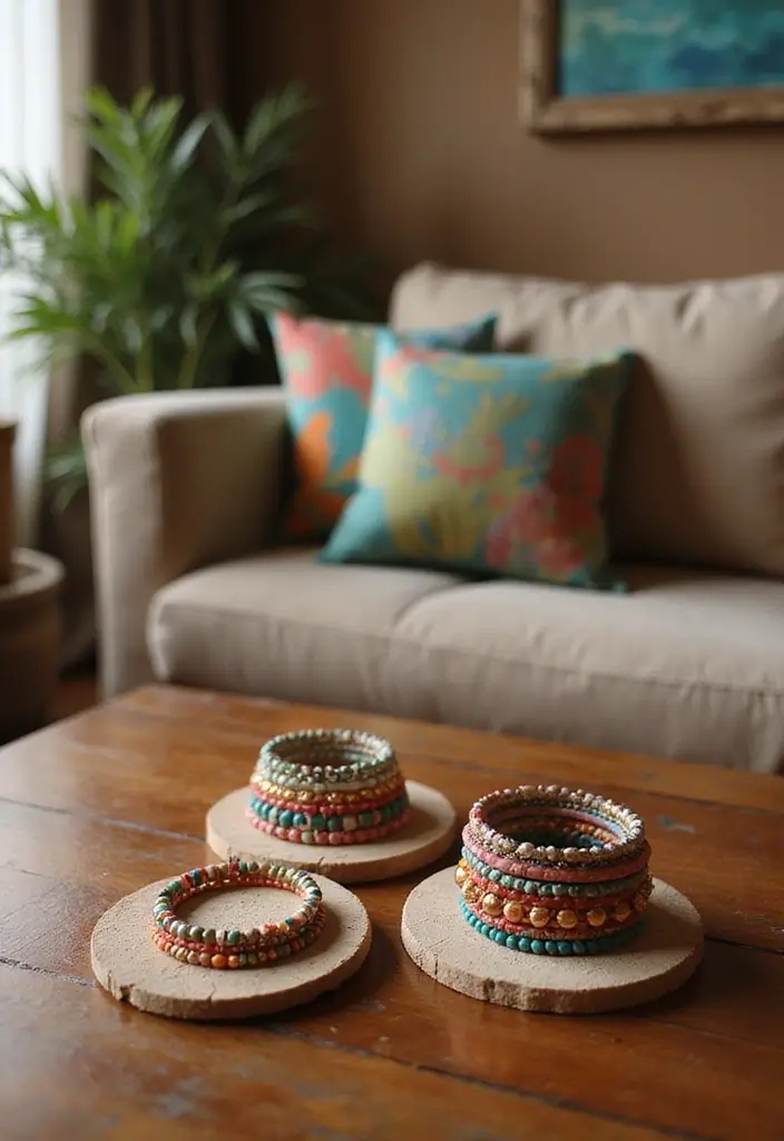 27 Bangle Decoration Ideas At Home That Make Jewelry Pop and Stylish - 18. Customized Coasters