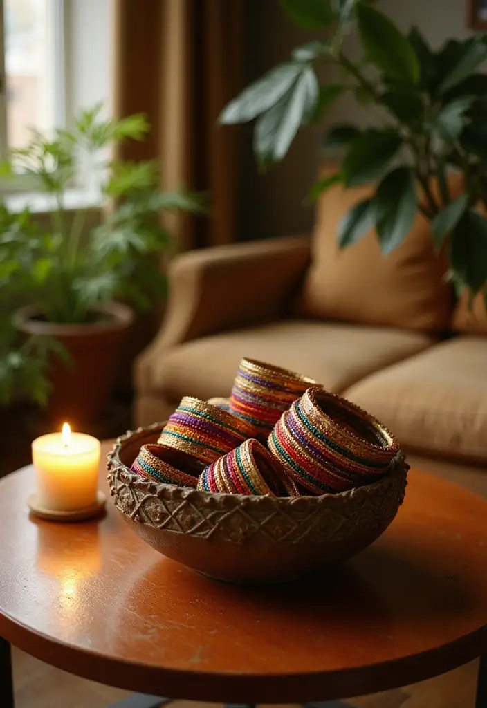 27 Bangle Decoration Ideas At Home That Make Jewelry Pop and Stylish - 2. Decorative Bowl Display