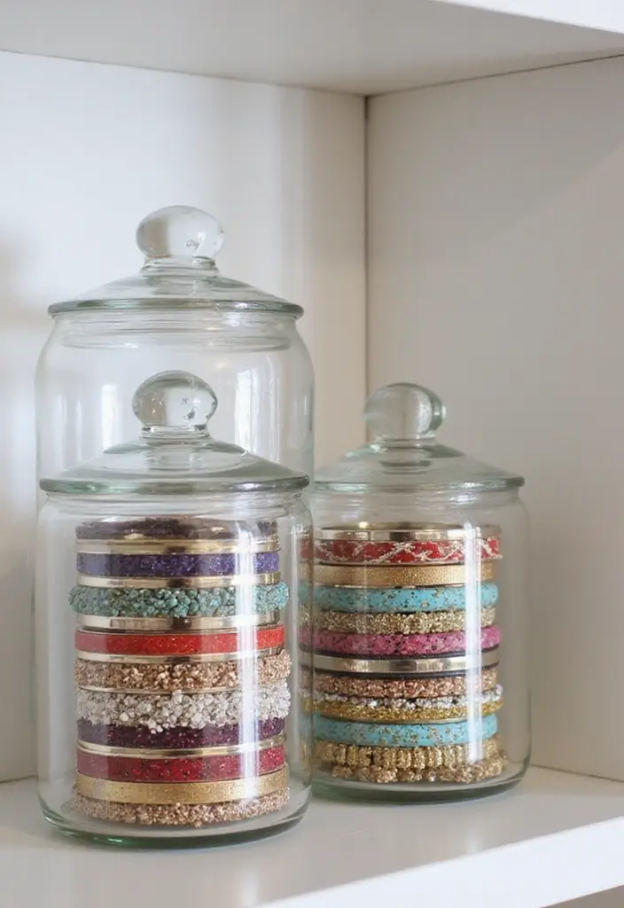 27 Bangle Decoration Ideas At Home That Make Jewelry Pop and Stylish - 4. Glass Jar Storage