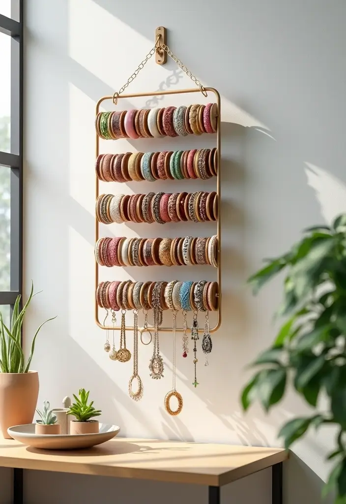 27 Bangle Decoration Ideas At Home That Make Jewelry Pop and Stylish - 5. Hanging Organizer Rack