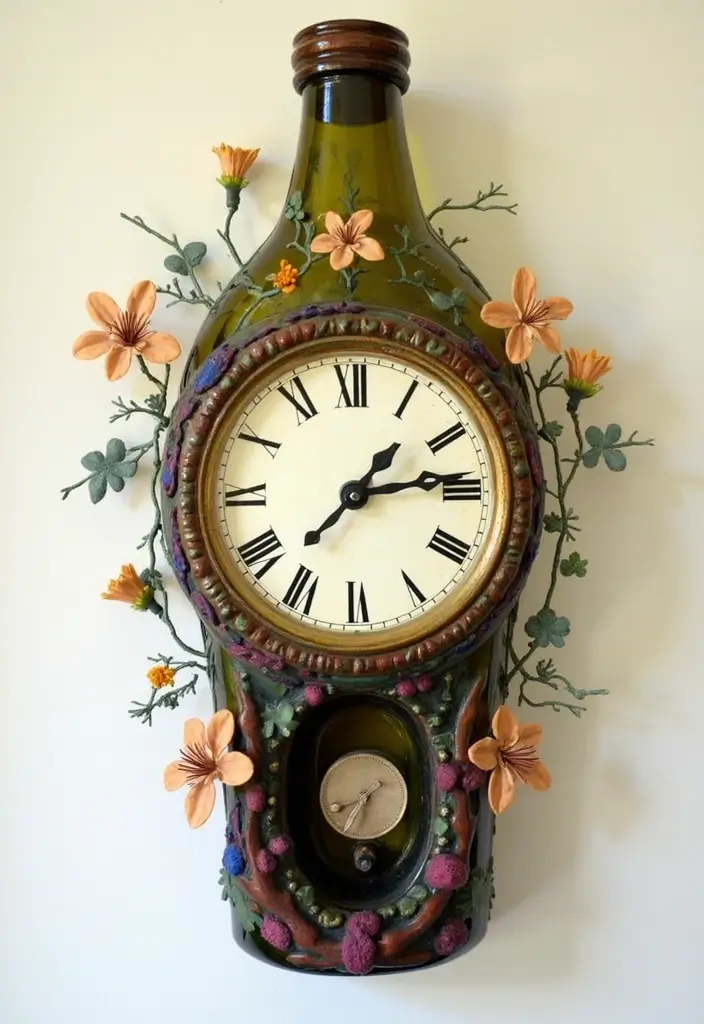 27 Bottle Craft Ideas That Upcycle Bottles Into Beautiful Projects 72 27 Bottle Craft Ideas That Upcycle Bottles Into Beautiful Projects - 14. Upcycled Bottle Clock