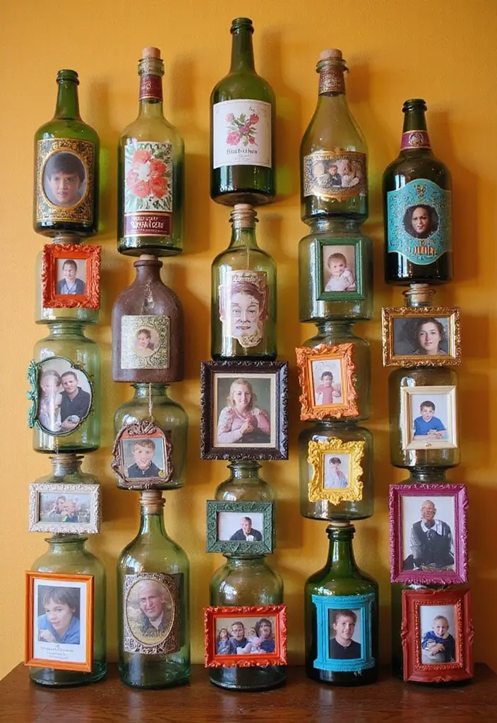 27 Bottle Craft Ideas That Upcycle Bottles Into Beautiful Projects 79 27 Bottle Craft Ideas That Upcycle Bottles Into Beautiful Projects - 15. Glass Bottle Picture Frames
