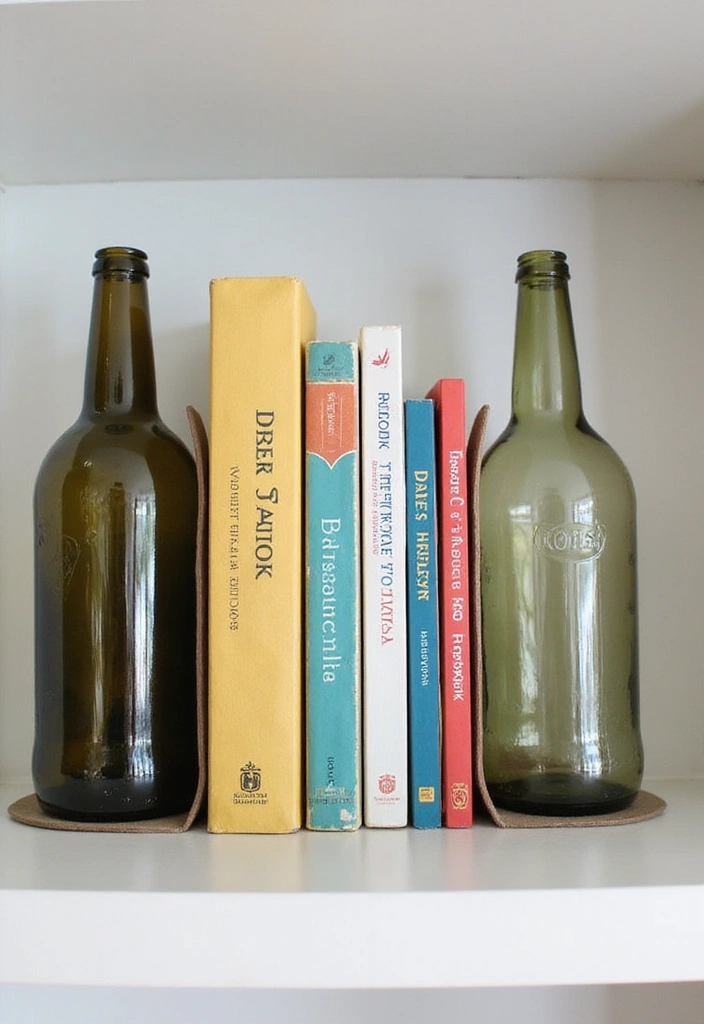 27 Bottle Craft Ideas That Upcycle Bottles Into Beautiful Projects 121 27 Bottle Craft Ideas That Upcycle Bottles Into Beautiful Projects - 21. Glass Bottle Bookends