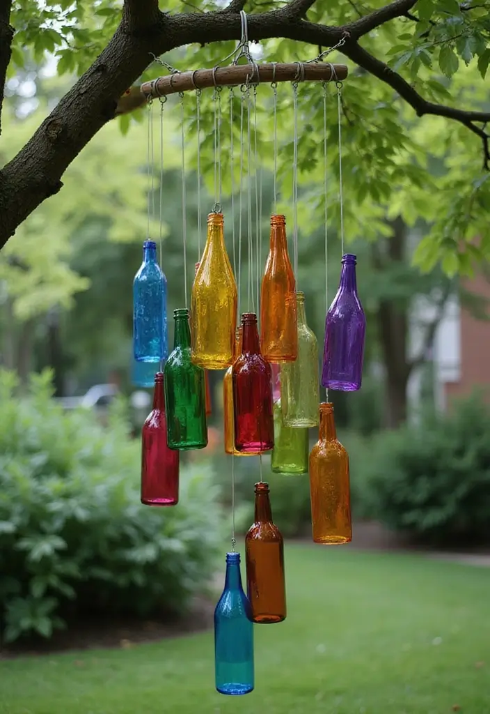27 Bottle Craft Ideas That Upcycle Bottles Into Beautiful Projects 28 27 Bottle Craft Ideas That Upcycle Bottles Into Beautiful Projects - 6. Bottle Wind Chimes