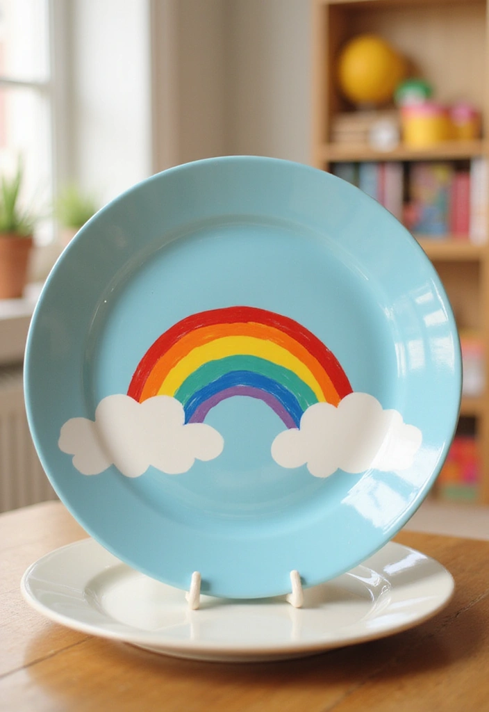 27 Charger Painting Ideas That Add Fun Style and Creativity - 1. Rainbow Dreams