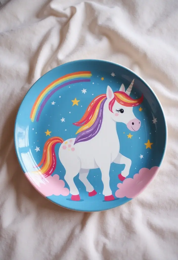 27 Charger Painting Ideas That Add Fun Style and Creativity - 13. Magical Unicorns