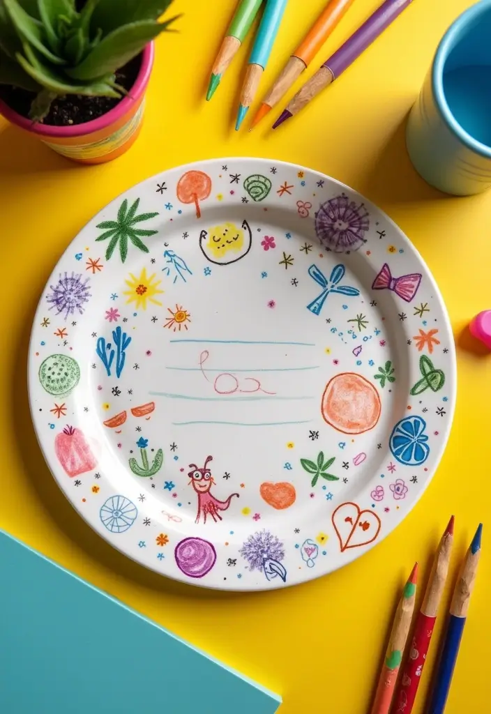 27 Charger Painting Ideas That Add Fun Style and Creativity - 19. Artistic Doodles