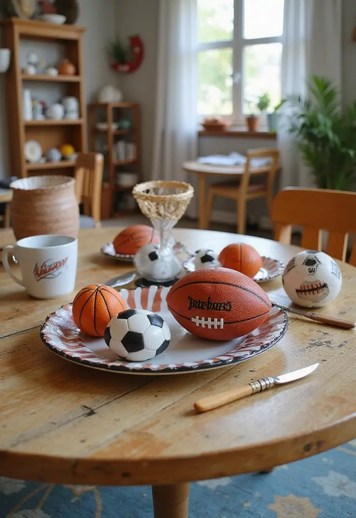 27 Charger Painting Ideas That Add Fun Style and Creativity - 26. Playful Sports Themes