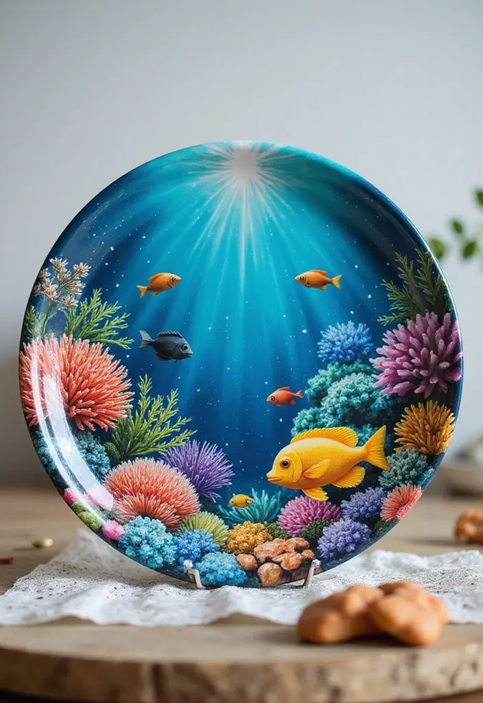 27 Charger Painting Ideas That Add Fun Style and Creativity - 6. Under the Sea