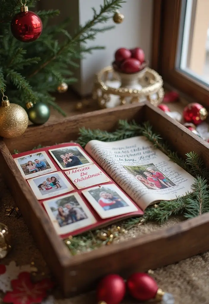 27 Christmas Photo Box Ideas That Display Holiday Memories - 11. Holiday Memory Box with Quotes