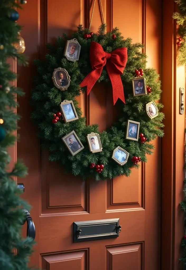 27 Christmas Photo Box Ideas That Display Holiday Memories - 12. Picture-Perfect Wreath