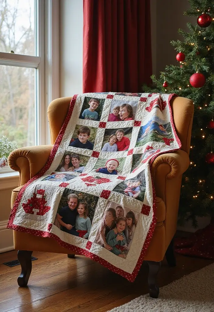 27 Christmas Photo Box Ideas That Display Holiday Memories - 17. DIY Photo Quilt