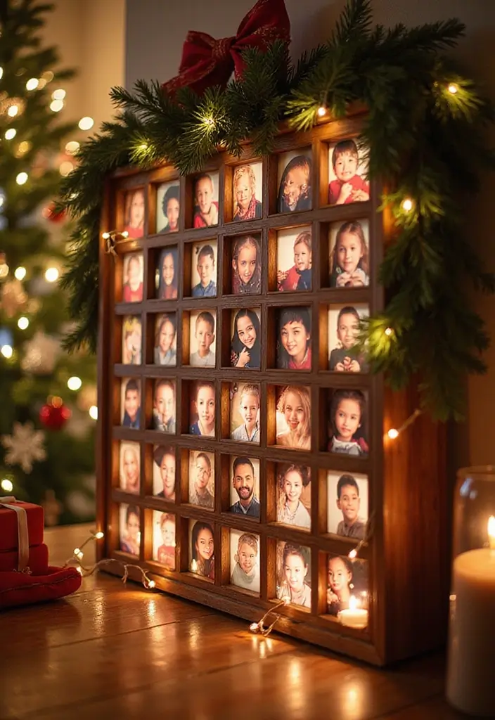 27 Christmas Photo Box Ideas That Display Holiday Memories - 19. Creative Picture Frame Advent Calendar