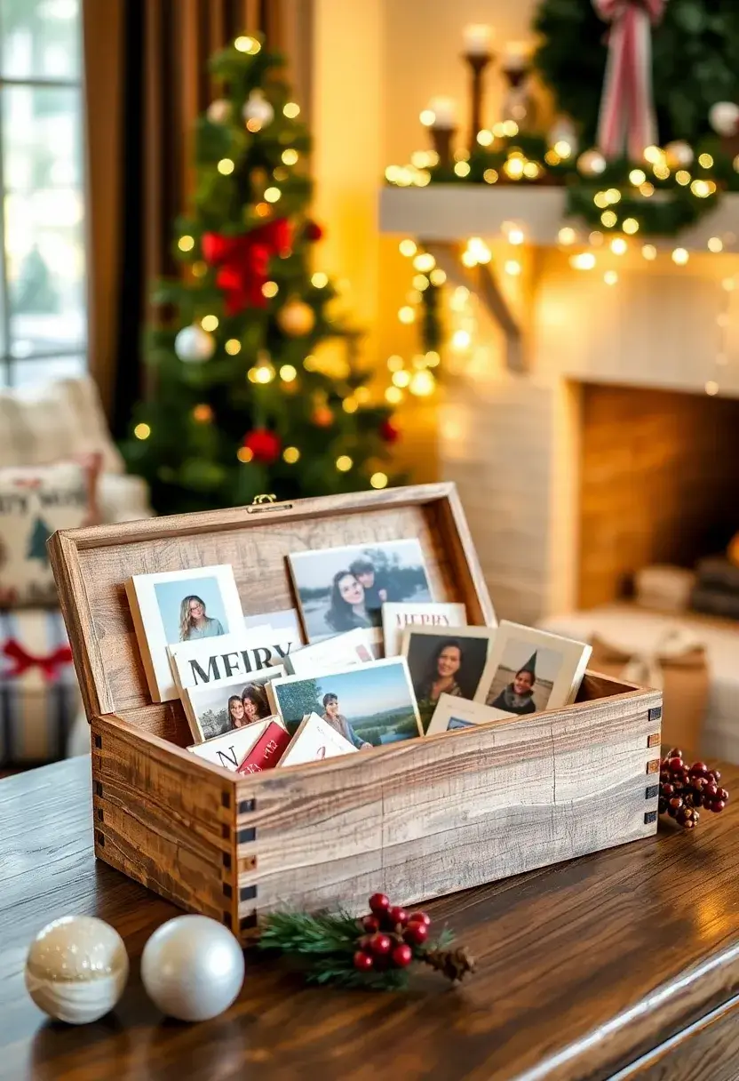 27 Christmas Photo Box Ideas That Display Holiday Memories - 27. Reclaimed Wood Memory Box