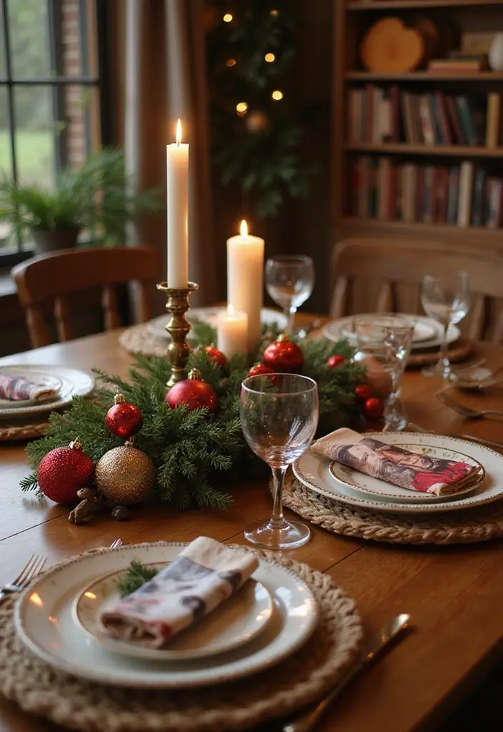 27 Christmas Photo Box Ideas That Display Holiday Memories - 9. Decorative Photo Table Centerpiece