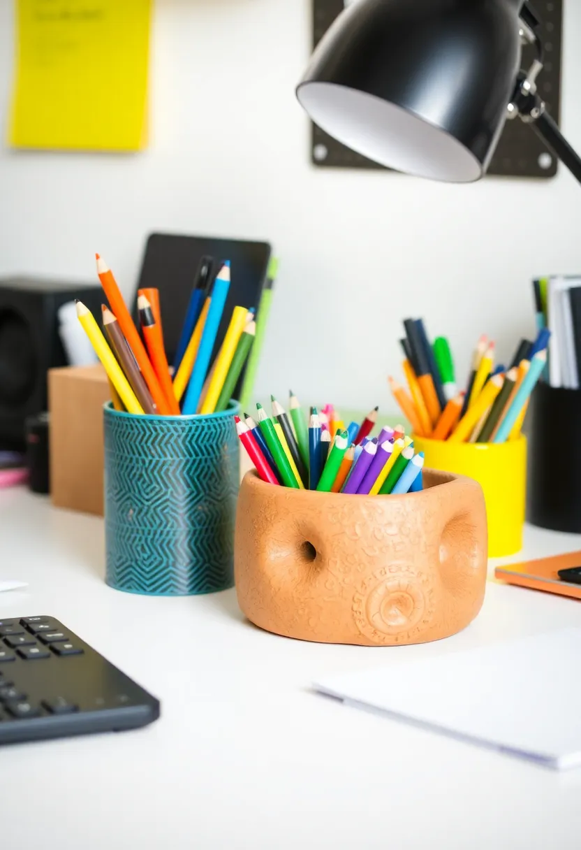 27 Clay Decoration Ideas That Inspire Crafting Fun and Creativity - 19. Clay Desk Organizer