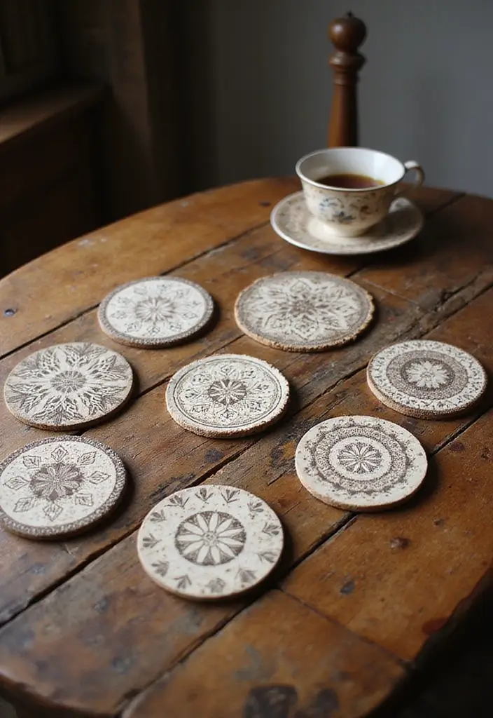 27 Coaster Painting Ideas That Are Fun Easy and Functional - 11. Vintage Patterns