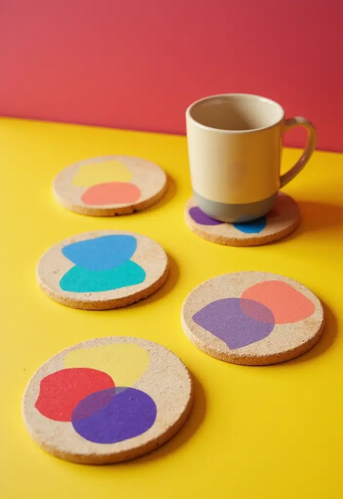 27 Coaster Painting Ideas That Are Fun Easy and Functional - 12. Color Block Coasters