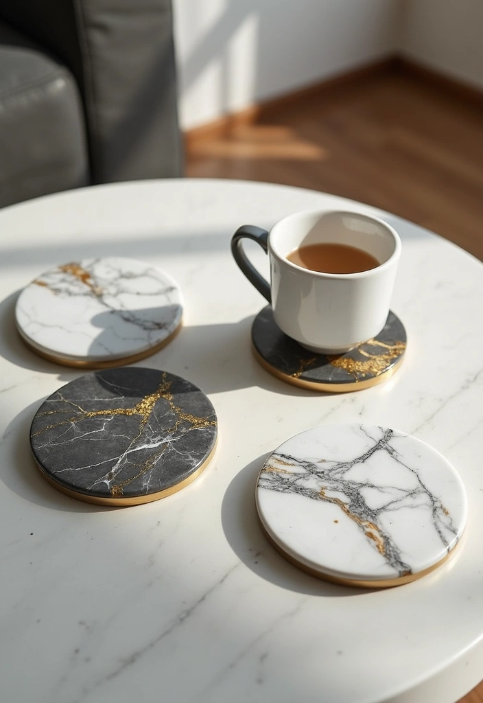 27 Coaster Painting Ideas That Are Fun Easy and Functional - 13. Marble Effect Coasters