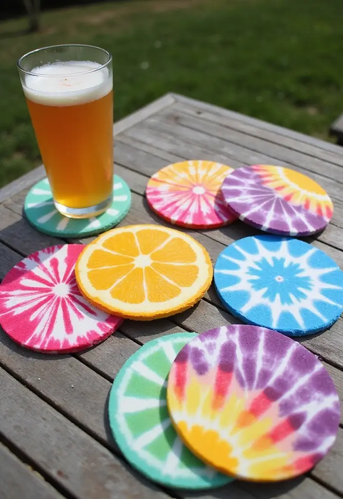 27 Coaster Painting Ideas That Are Fun Easy and Functional - 14. Tie-Dye Coasters