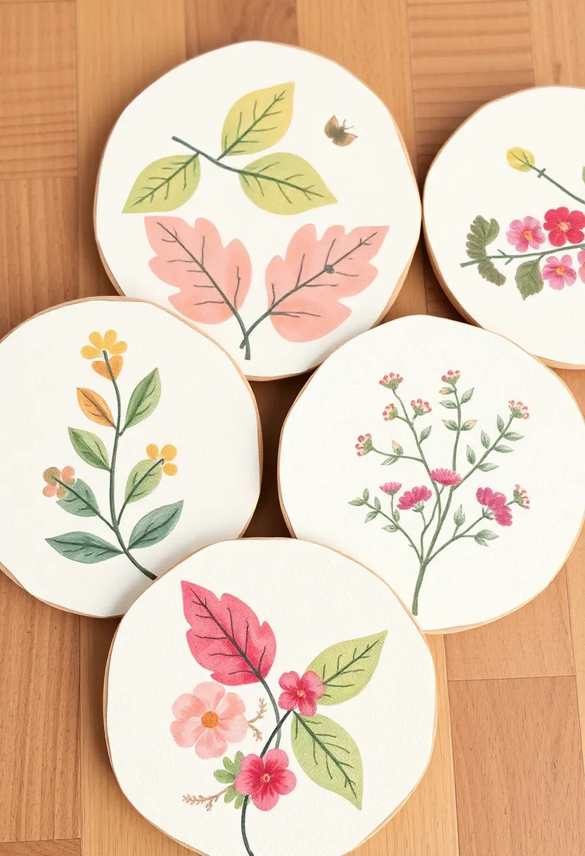 27 Coaster Painting Ideas That Are Fun Easy and Functional - 2. Nature-Inspired Designs
