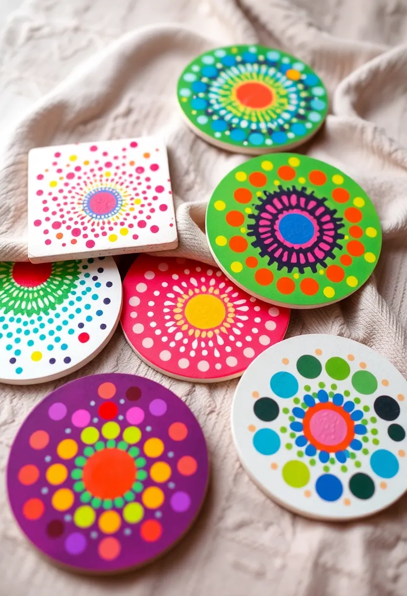 27 Coaster Painting Ideas That Are Fun Easy and Functional - 22. Simple Dot Art
