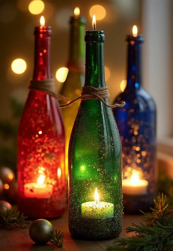 27 Craft Ideas For Christmas Gifts That Are Thoughtful and Handmade - 1. Upcycled Wine Bottle Candle Holders