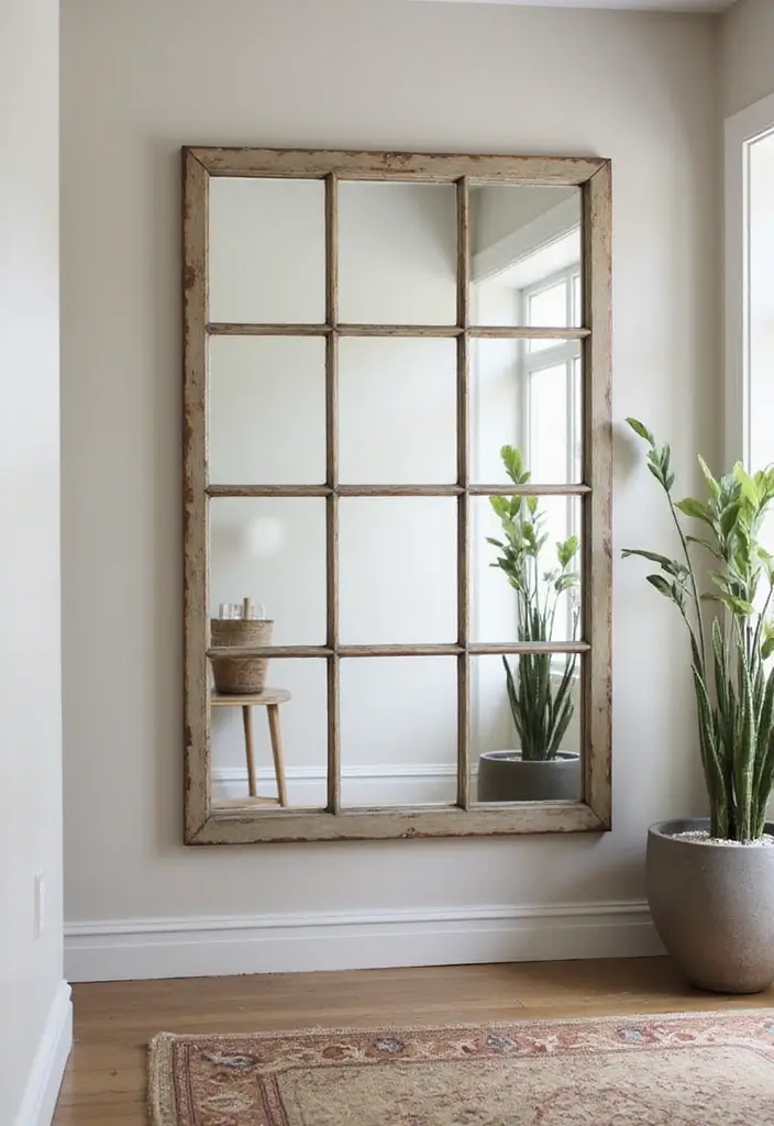 27 Craft Ideas That Are Easy, Fun, And Perfect For Everyone - 12. Repurposed Window Frame Mirror