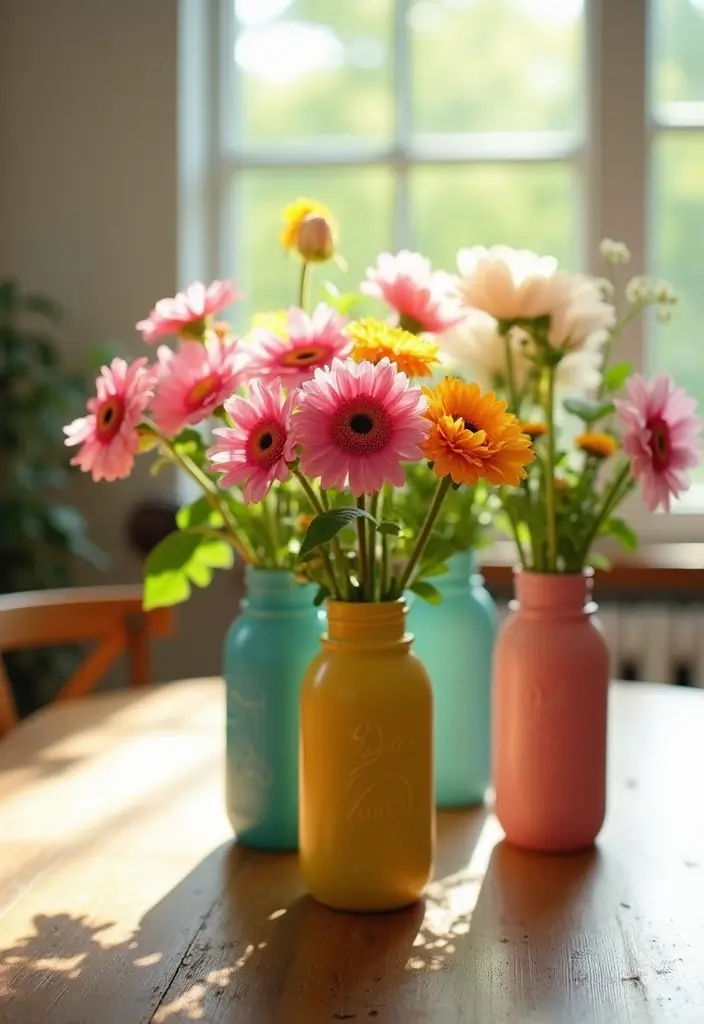 27 Craft Ideas That Are Easy, Fun, And Perfect For Everyone - 4. Painted Mason Jar Vases