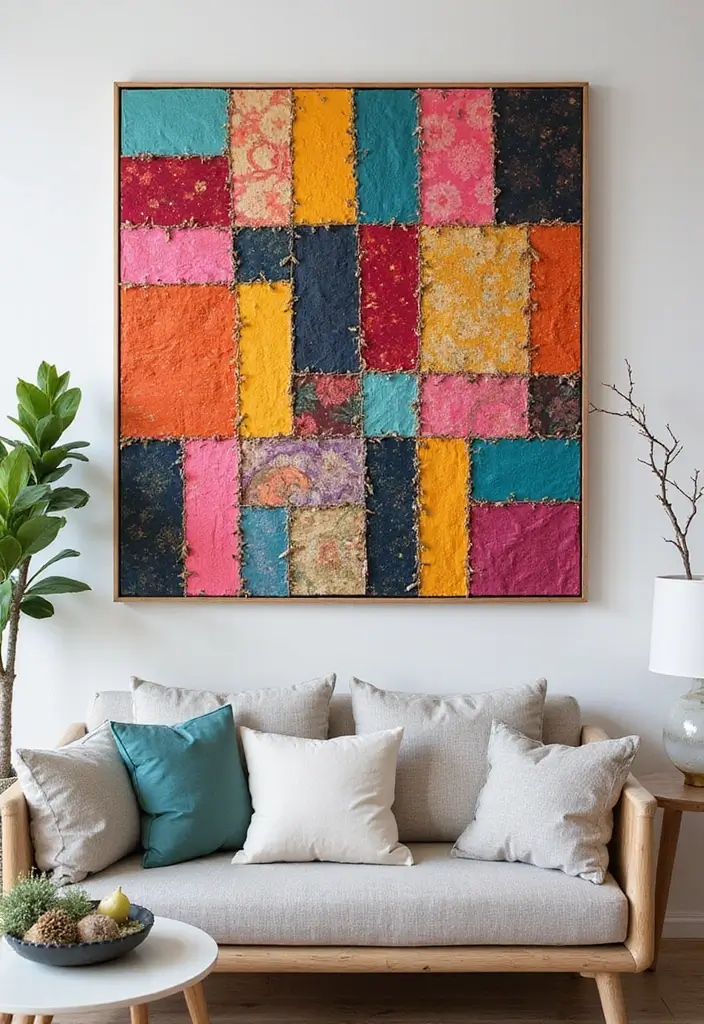 27 Craft Ideas That Are Easy, Fun, And Perfect For Everyone - 5. Fabric Scrap Wall Art