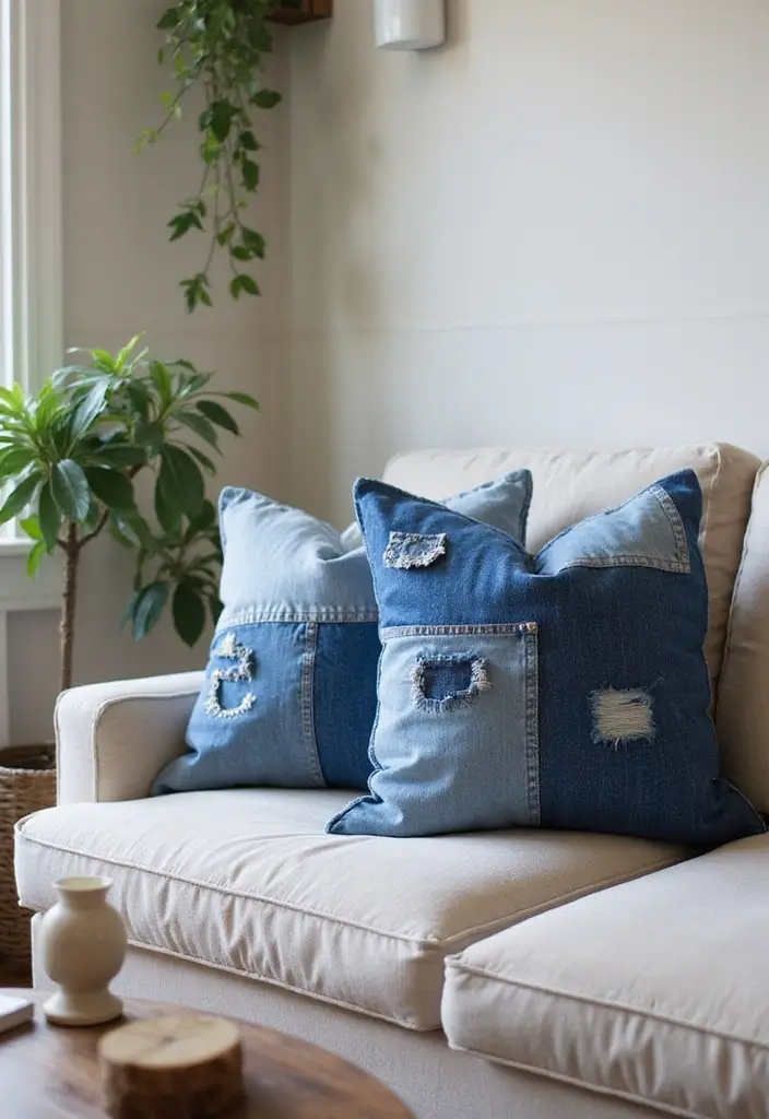 27 Craft Ideas That Are Easy, Fun, And Perfect For Everyone - 9. Upcycled Denim Pillows